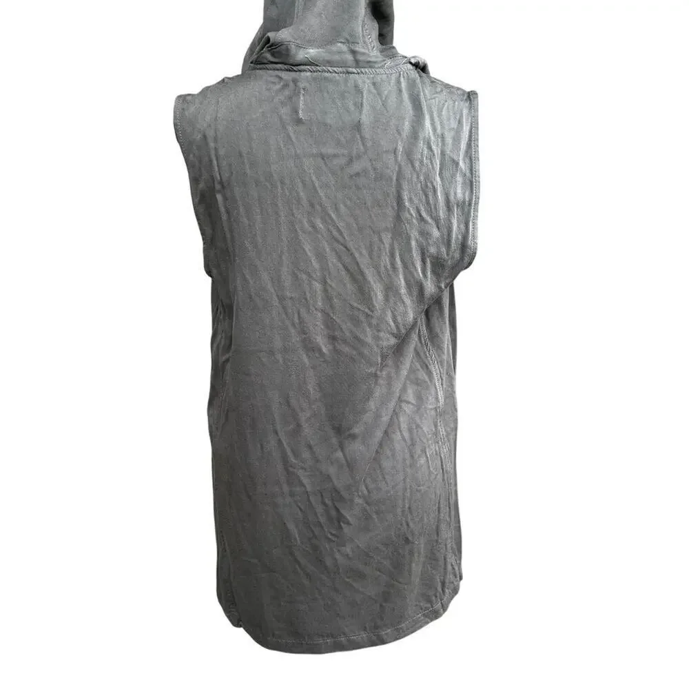 BKE olive green, full zip front with a hood, vest, Women's size S